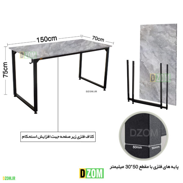 میز اداری دیزم طرح مونتاژی مدل TLD_asm_150×70_GR - تصویر 5