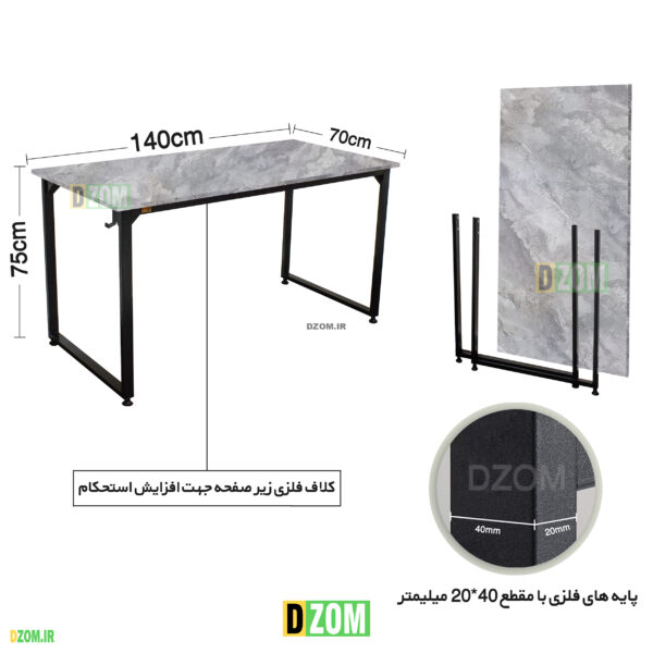 میز اداری دیزم مدل مونتاژی TLD_asm_140×70_GR - تصویر 2