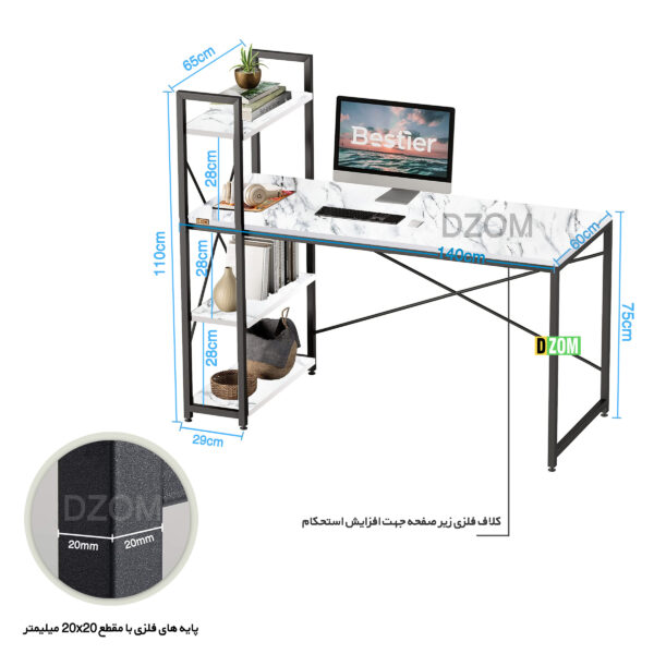 میز کامپیوتر دیزم مدل TLD-73K00-140SW - تصویر 2