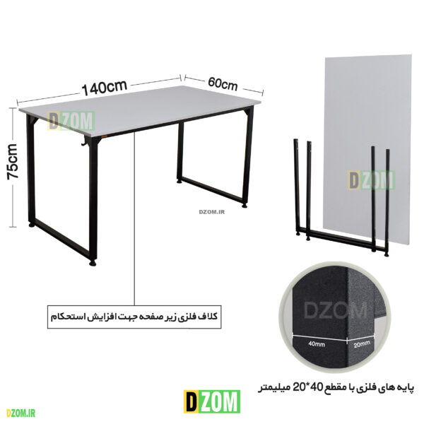 میز کامپیوتر دیزم مدل مونتاژی TLD_asm_140×60_W - تصویر 2