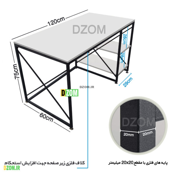 میز کامپیوتر دیزم مدل TLD-44O77-120WONE - تصویر 2