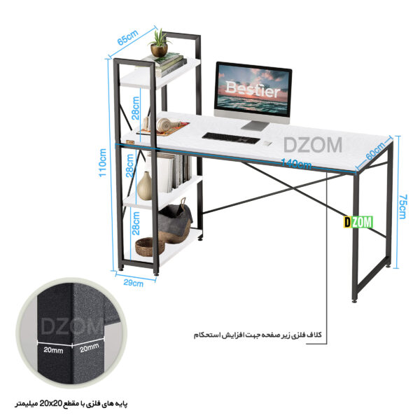 میز کامپیوتر دیزم مدل TLD-73K00-140WONE - تصویر 2